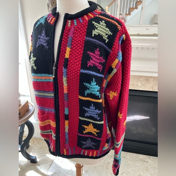 Coldwater Creek Red Multicolor Knit Sweater - Picture 2 of 7